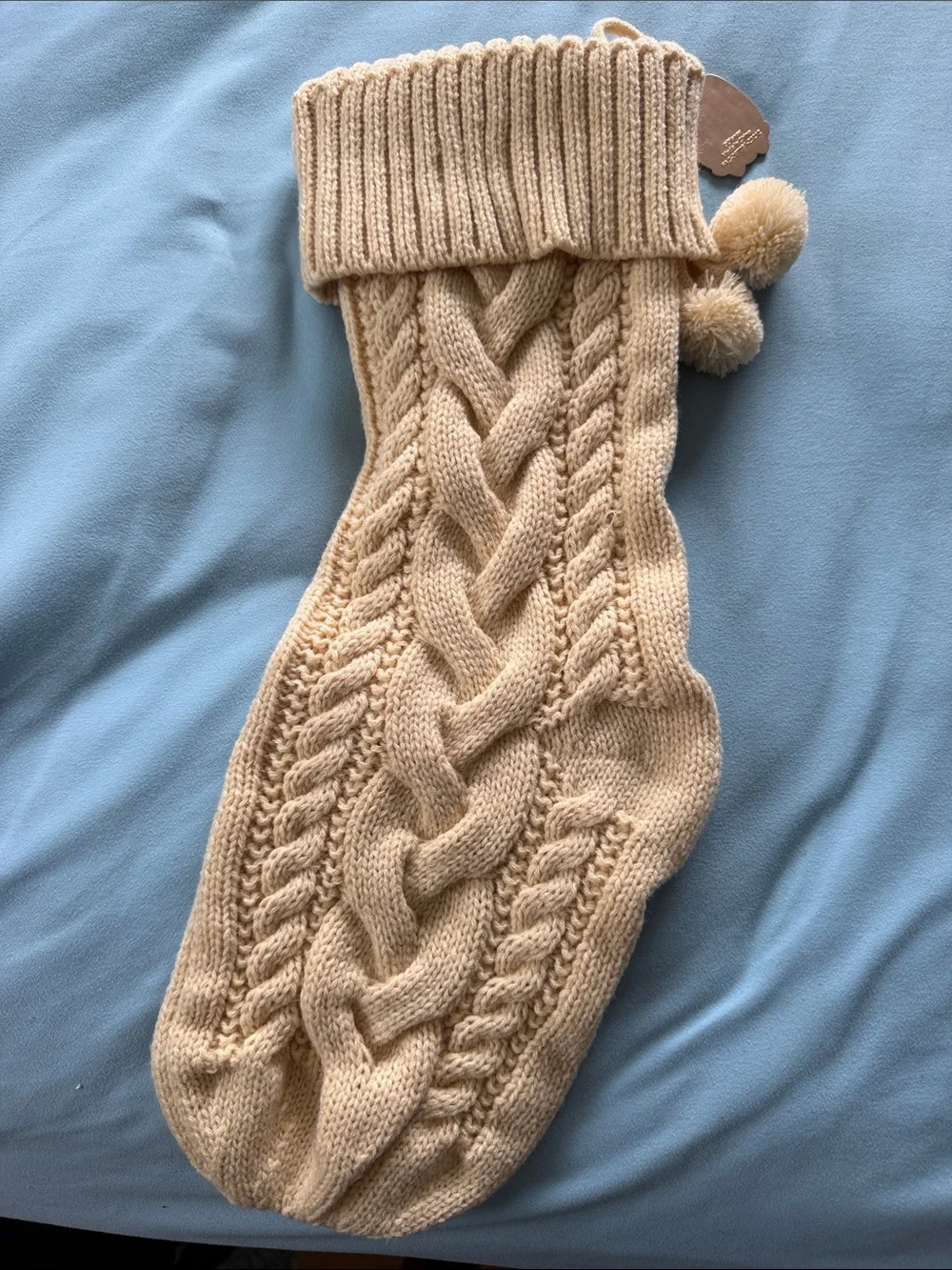 Disneyland Club 33 Knit Pom-Pom Stocking in Beige